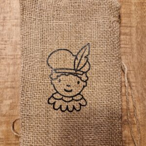 Jutezakje met gepersonaliseerde beker