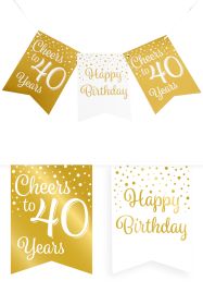 Vlaggenlijn Vaandel goud/wit 40 jaar