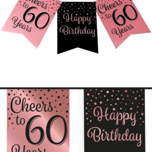 Vlaggenlijn Vaandel rose/zwart 60 jaar