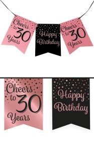 Vlaggenlijn Vaandel rose/zwart 30 jaar