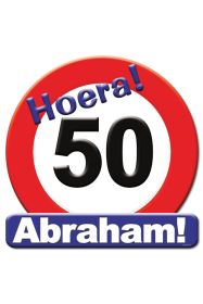 Huldeschild HOERA 50 JAAR ABRAHAM 50x50 cm