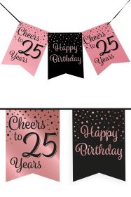 Vlaggenlijn Vaandel rose/zwart 25 jaar