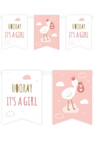 Vlag banner Hoera Het is een meisje ! 6 m