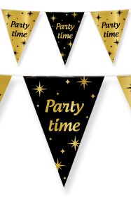 Vlaggenlijn 10 m zwart goud party time