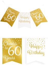 Vlaggenlijn Vaandel goud/wit 60 jaar