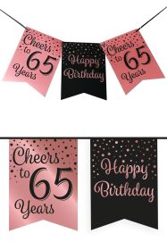 Vlaggenlijn Vaandel rose/zwart 65 jaar