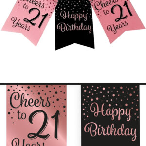 Vlaggenlijn Vaandel rose/zwart 21 jaar