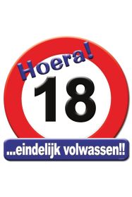 Huldeschild HOERA 18 JAAR 50x50 cm