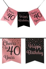 Vlaggenlijn Vaandel rose/zwart 40 jaar