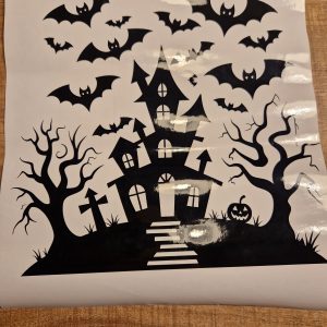 Halloween kasteel met vleermuizen, pompoen